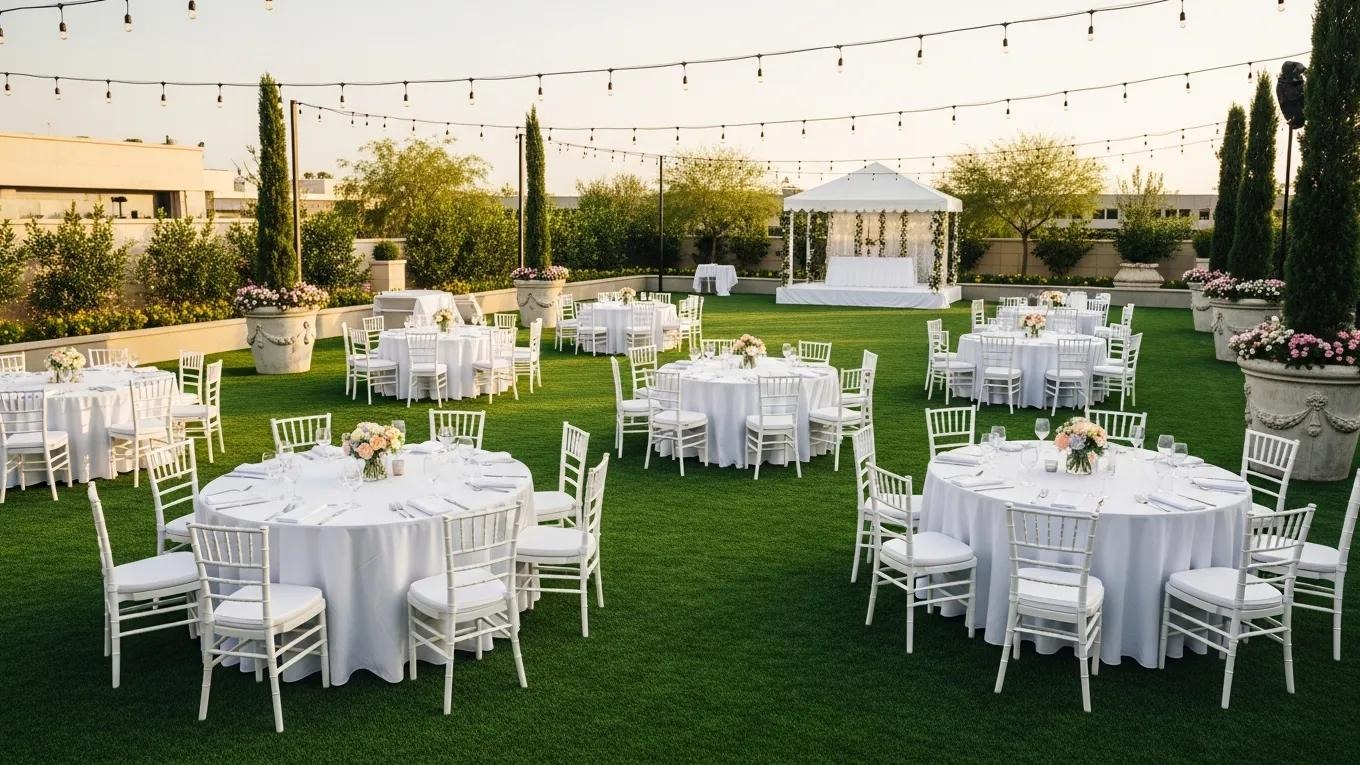 Event-ready backyard in United States