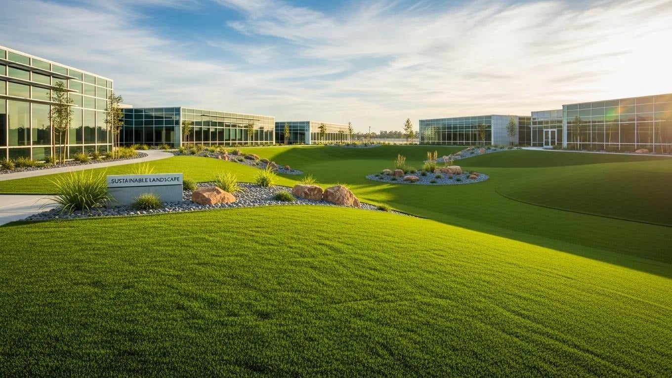 Commercial property with artificial grass, United States