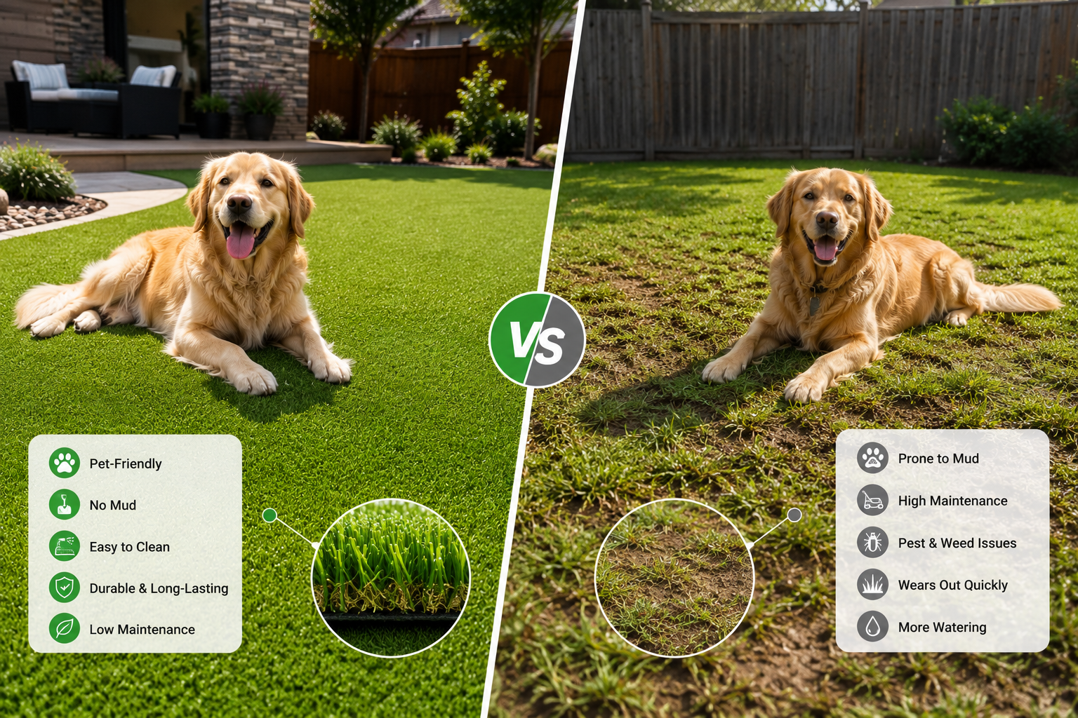 Dog enjoying artificial grass lawn, United States